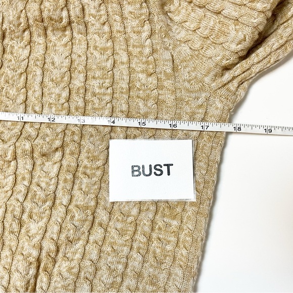 Worth 100% Wool Cable Knit Cardigan Sweater Small lightweight button tan cropped - Picture 5 of 10